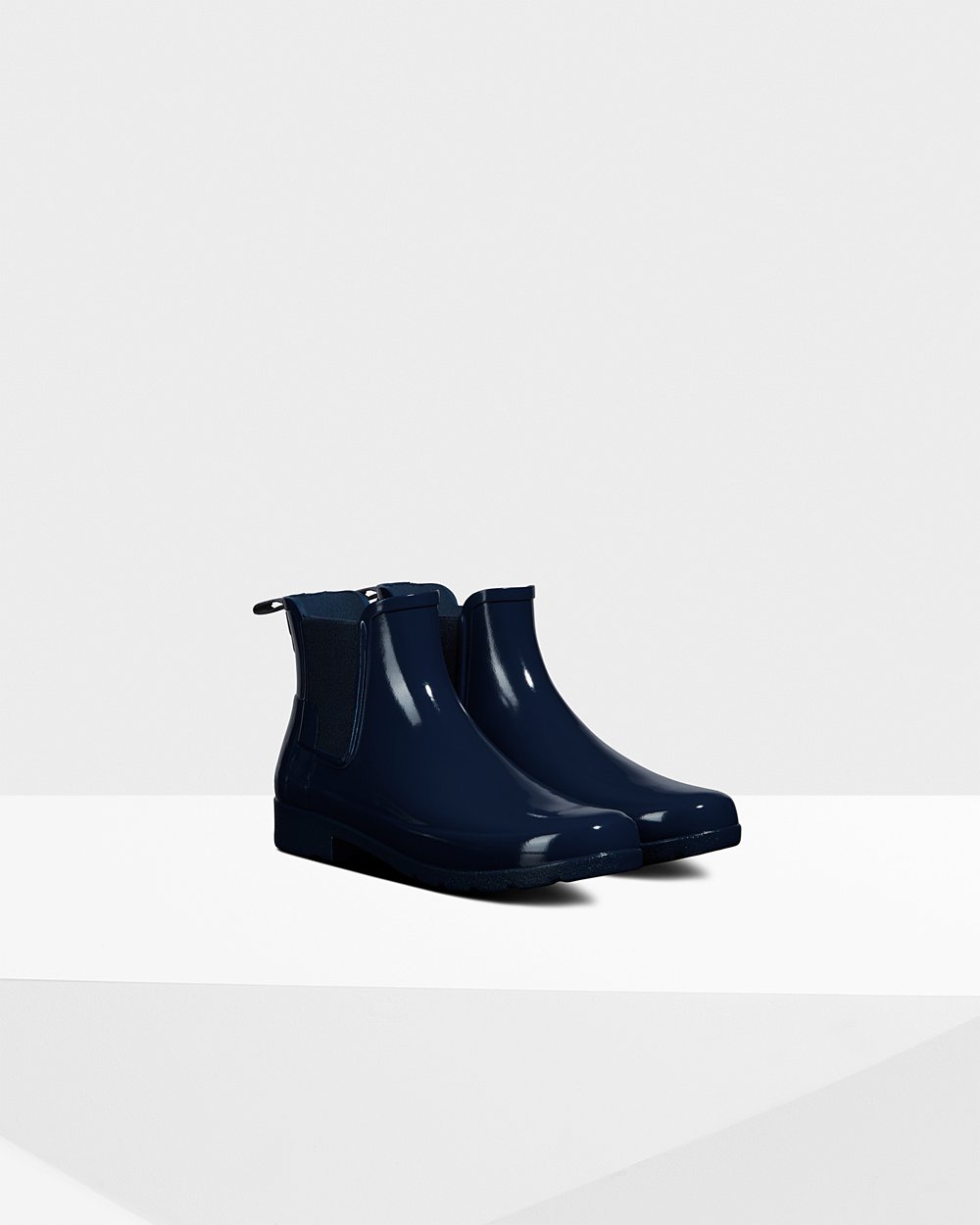 Hunter Mujer Refined Gloss Slim Fit - Botas Chelsea Azul Marino - 756-LFOSWC